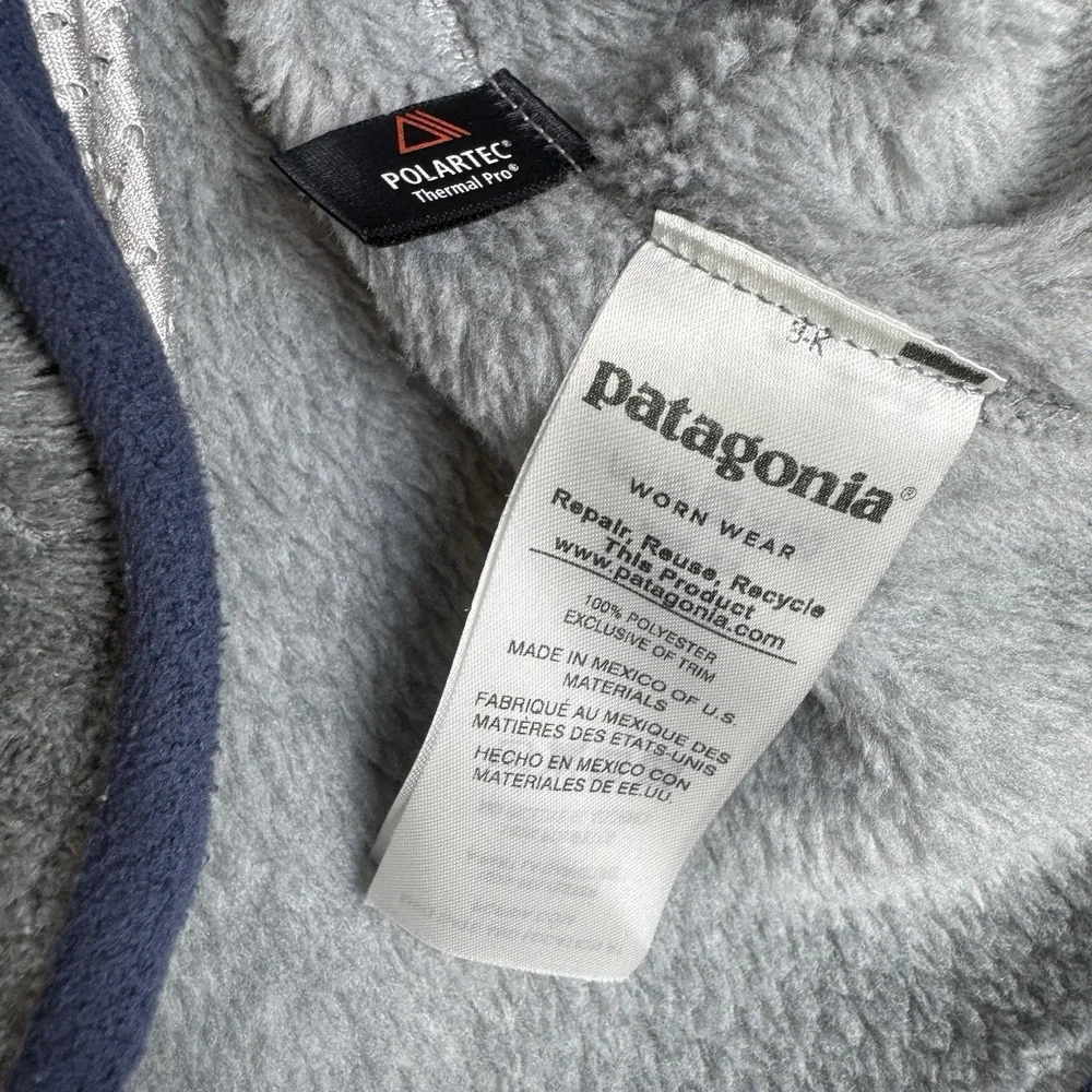 Patagonia Womens Re-Tool Snap-T Fleece Pullover Grey Navy Blue Medium 25442